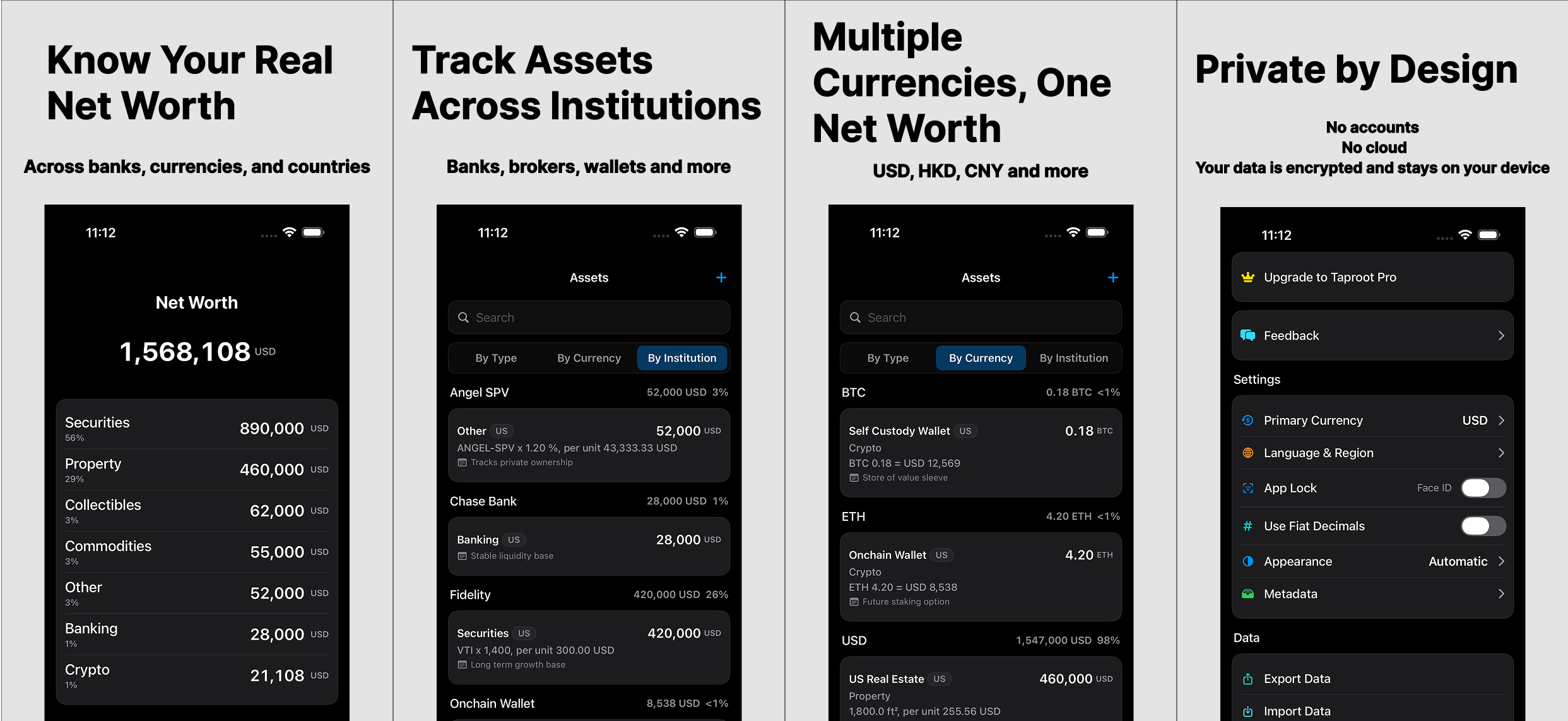 Taproot screenshots collage